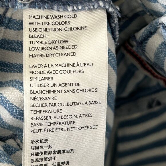 Pilcro Anthropologie Pants Size 29 Denim Blue White Stripe Button Fly Straight - Picture 11 of 11